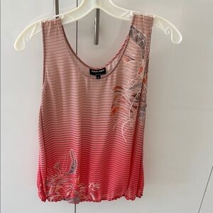 Armani Collezioni Tan and Pink Sleeveless Tank Top